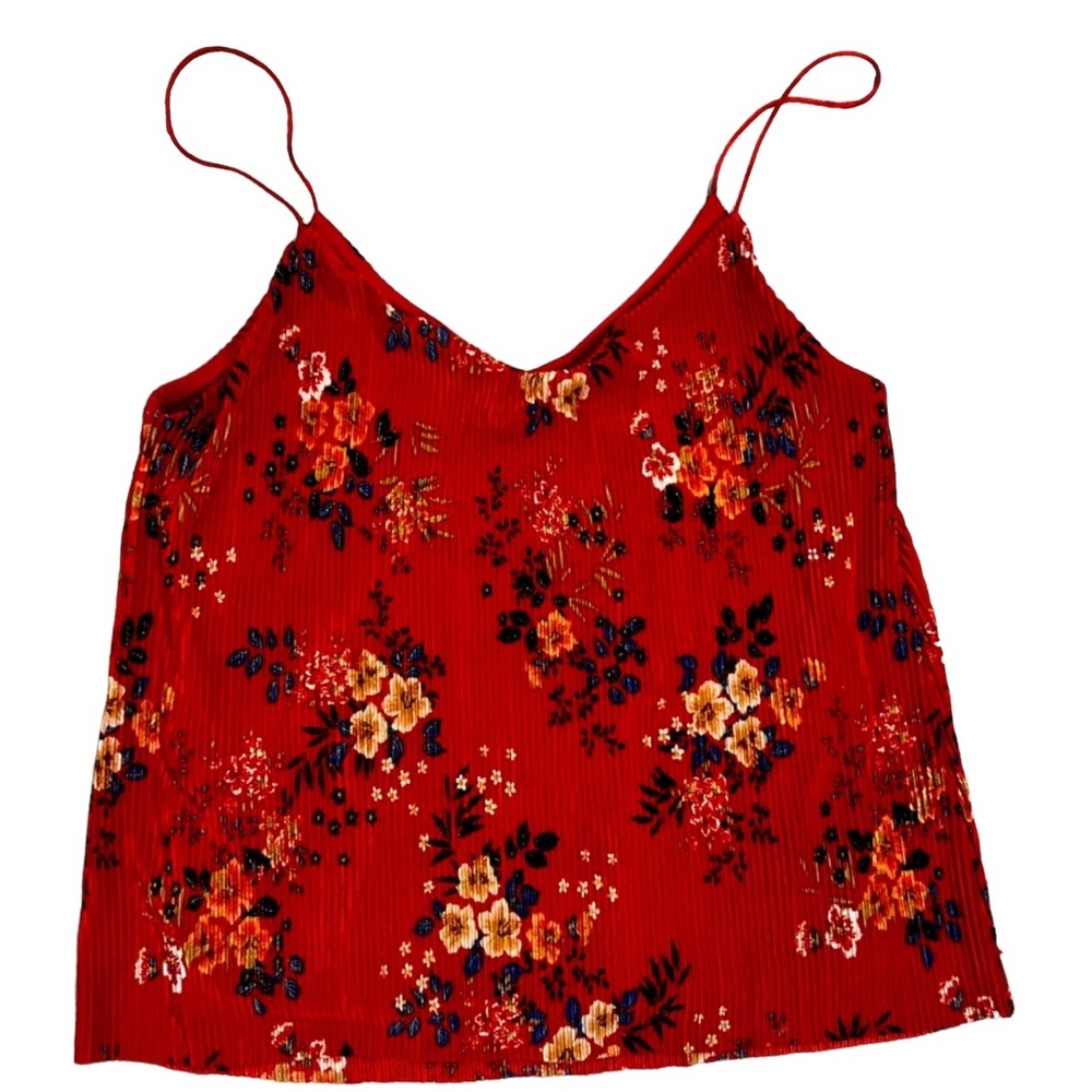 NEW LOOK Red Crepe Floral Cami Top Women’s Size 4